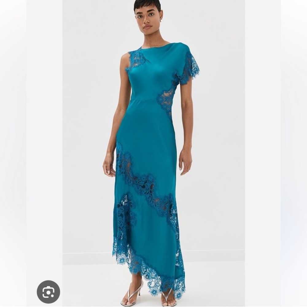 A.L.C. Teal Asymmetrical Lace Dress